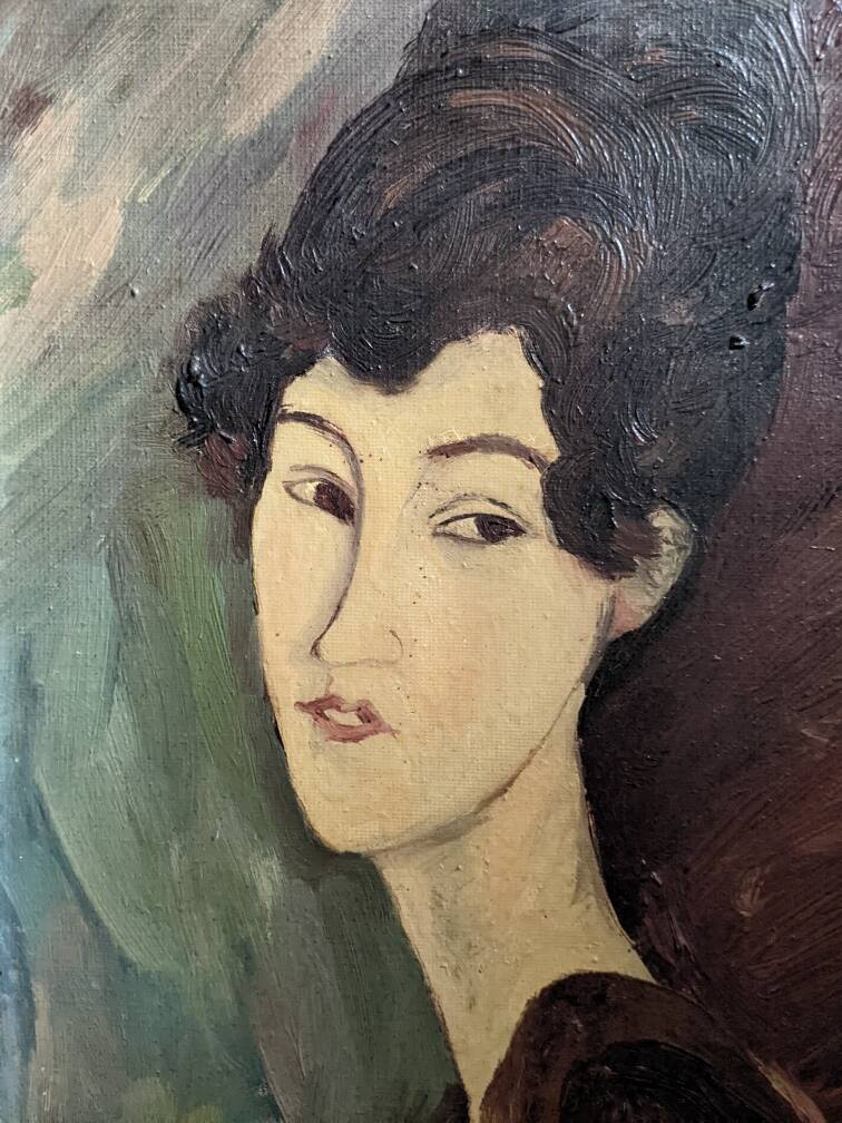 Acrylic on canvas, old vintage portrait painting