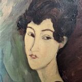Acrylic on canvas, old vintage portrait painting