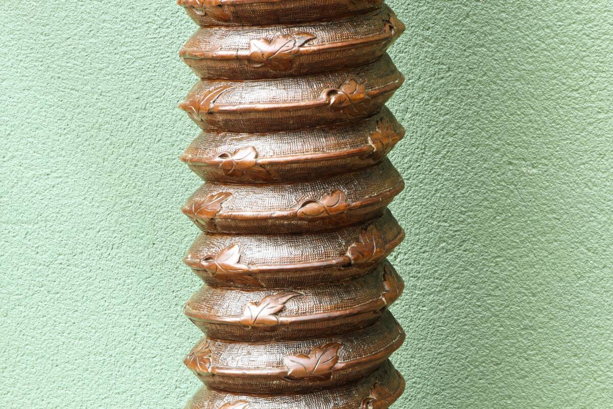 Column, carved walnut press screw, 19th century