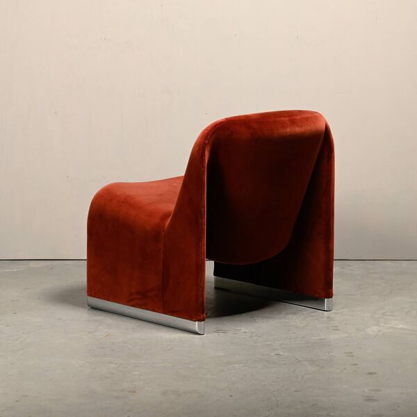 Fauteuil Alky en velours rouille de Giancarlo Piretti pour Anonima Castelli,