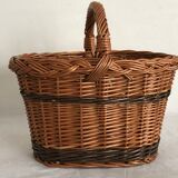Two-tone braided wicker basket
