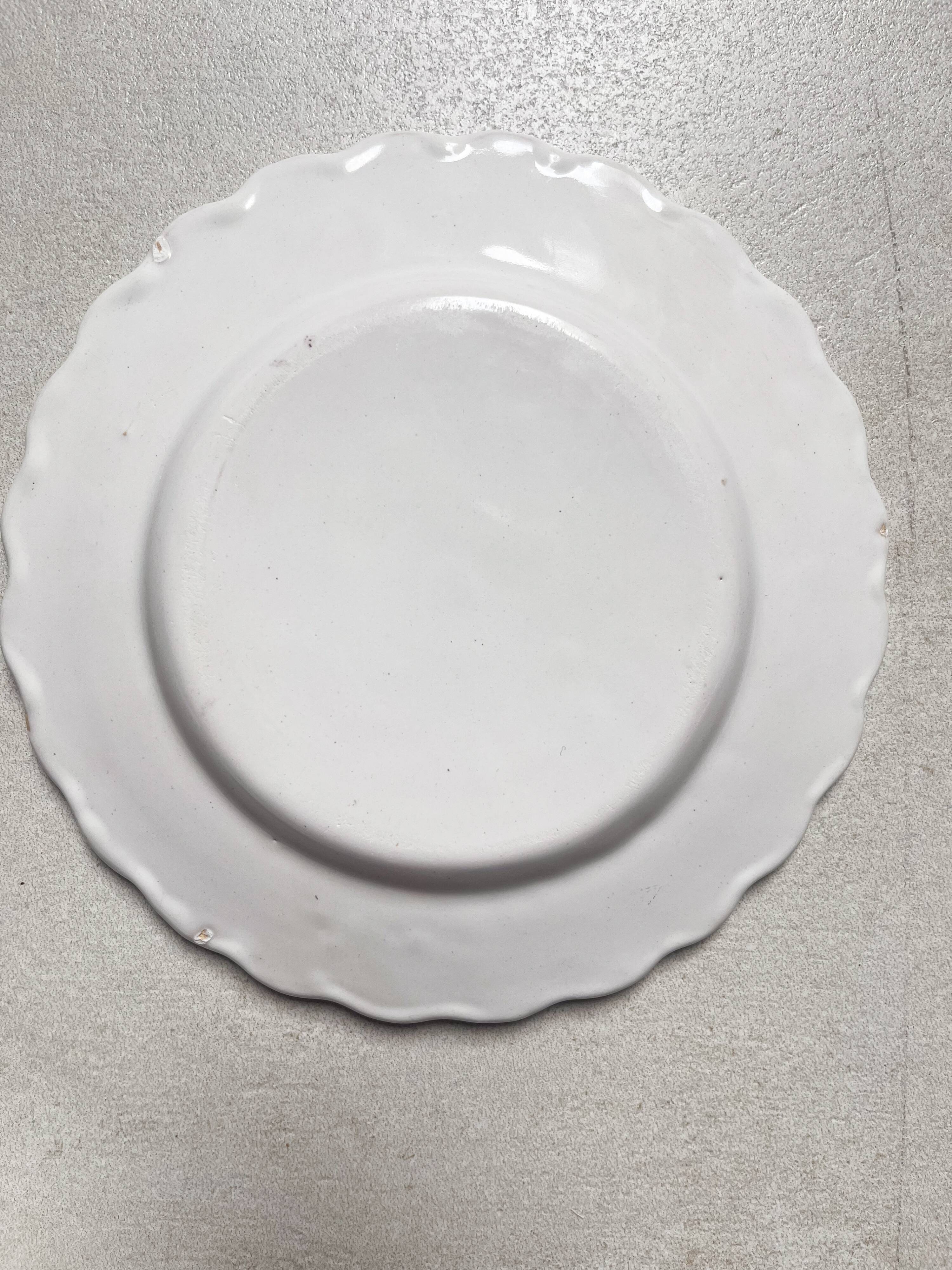 Lots of 6 white plates - Early 20th century decorated with stencil
