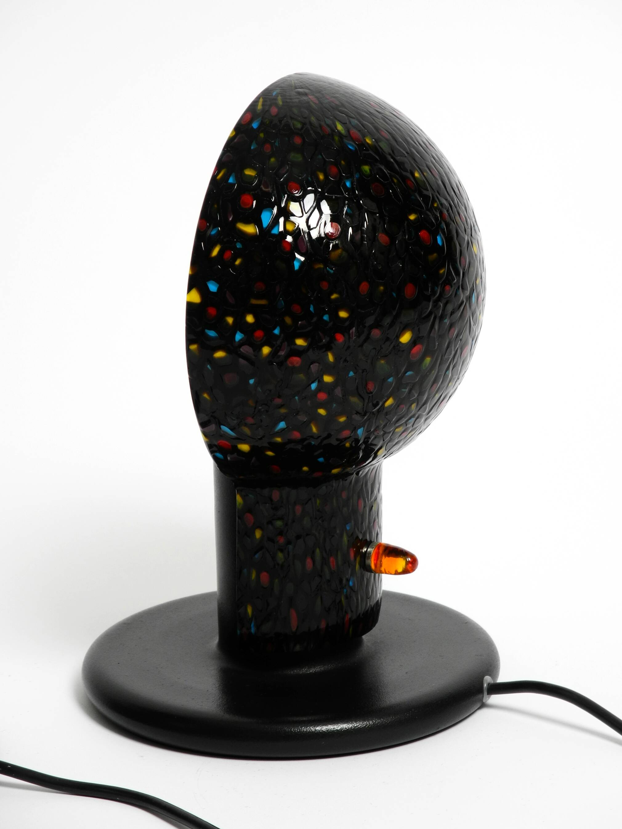 Pair of large 1980s Italian table lamps made of colorful multi-layer Murano