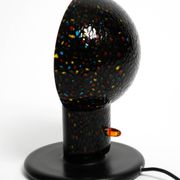 Pair of large 1980s Italian table lamps made of colorful multi-layer Murano
