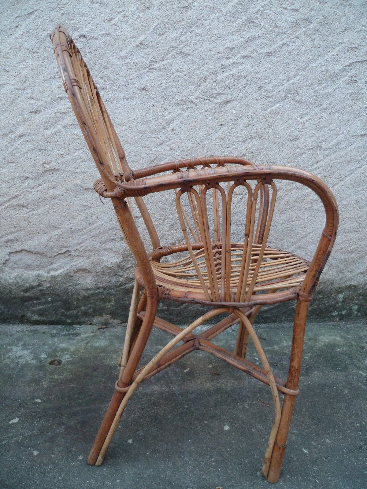 Suite of 4 chairs in bamboo wood curved