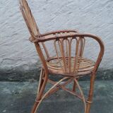 Suite of 4 chairs in bamboo wood curved