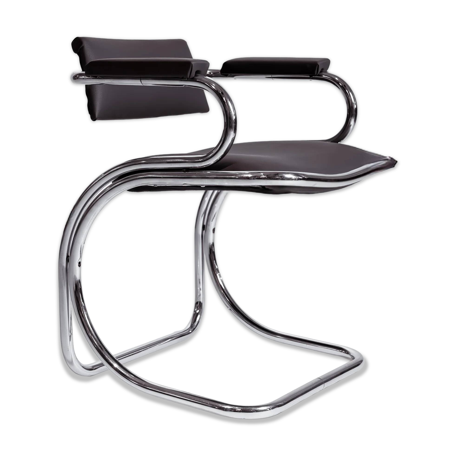 Vintage Italian cantilever chair in chrome tubular metal, 1970s.