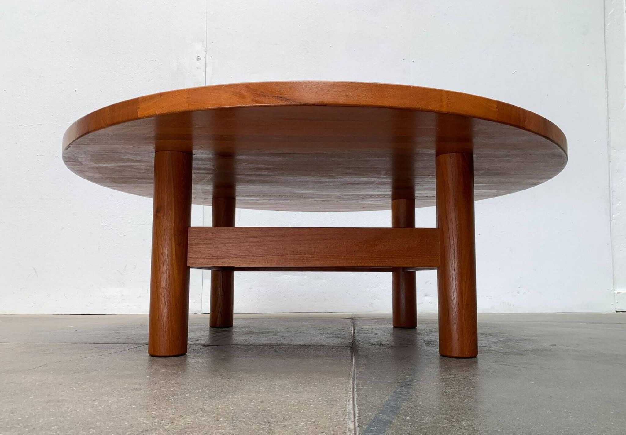 Large Danish brutalist coffee table in solid teak, 1960s.