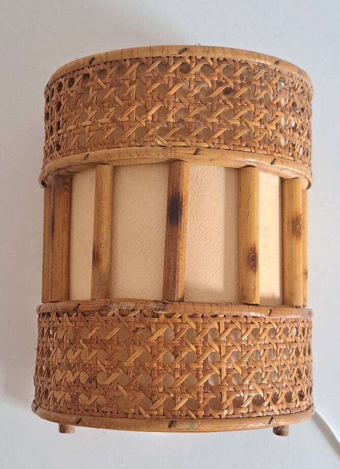 Vintage bamboo wall lamp
