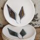 Six ceramic plates with matt enamel 50s