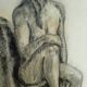 Drawing 2 nudes in charcoal / 1950/60 signed