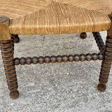 Art Deco turned wood straw corner armchair