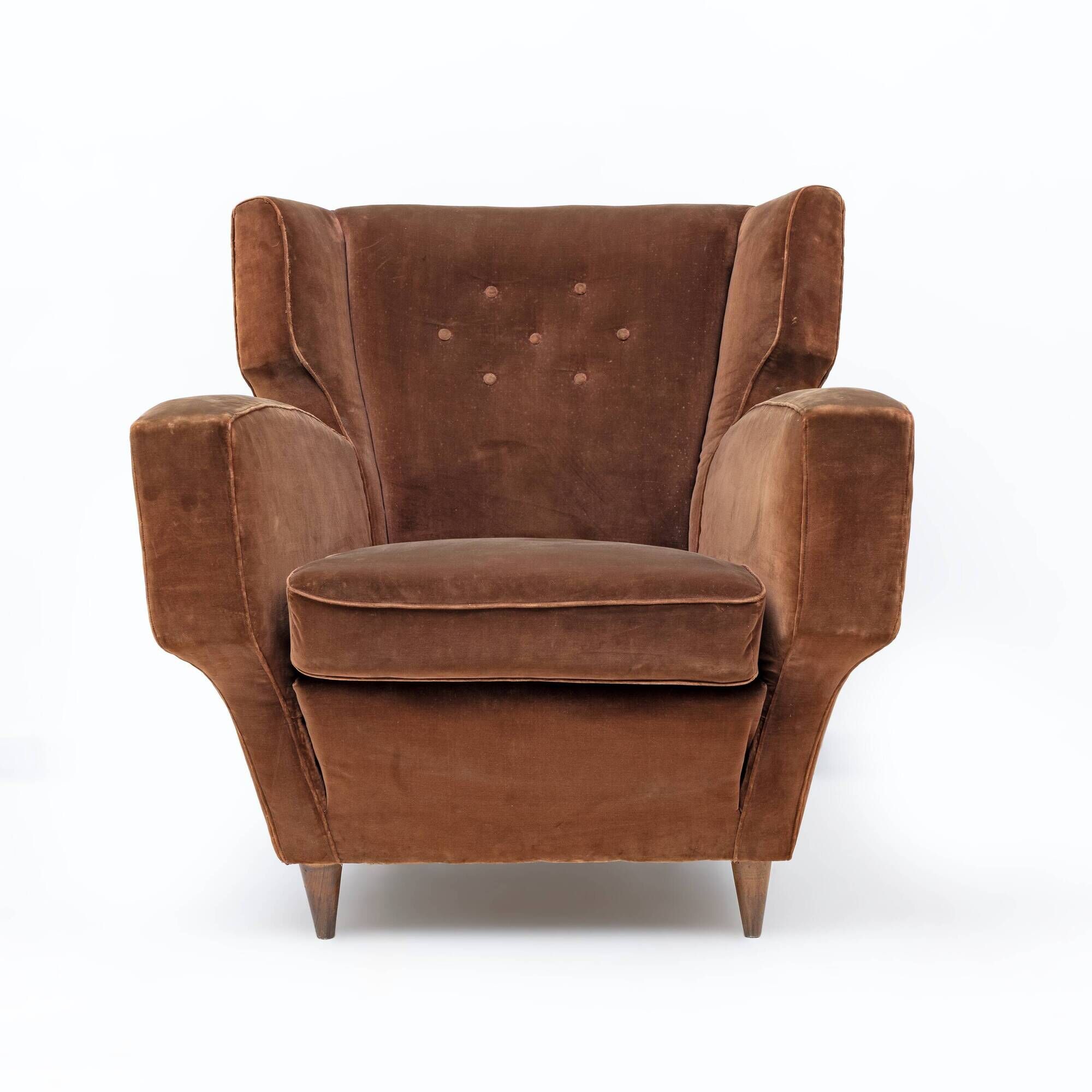 Melchiorre Bega Italian Mid-Century Velvet Armchairs, 1950s, Pair
