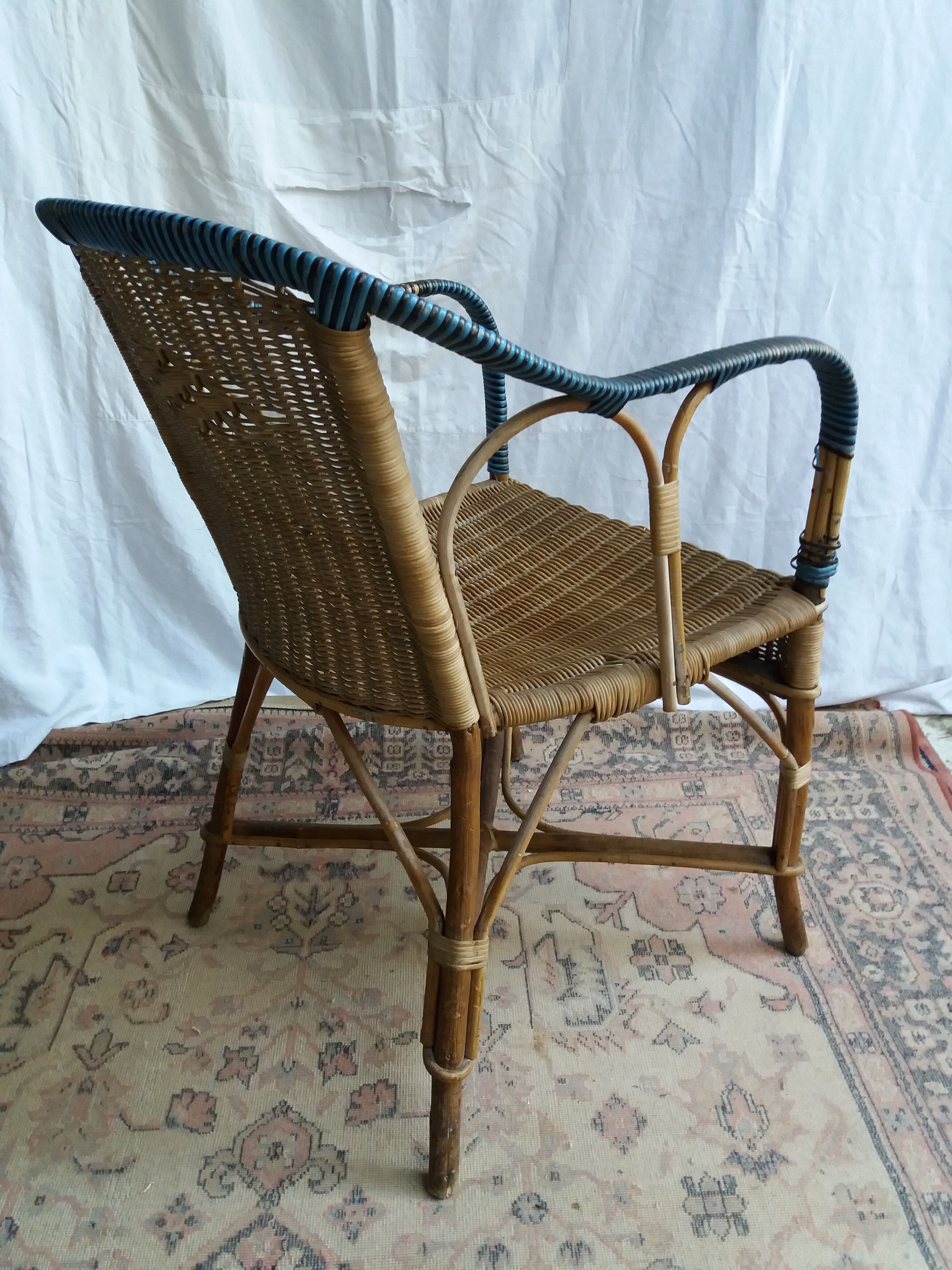 Vintage two tone rattan chair