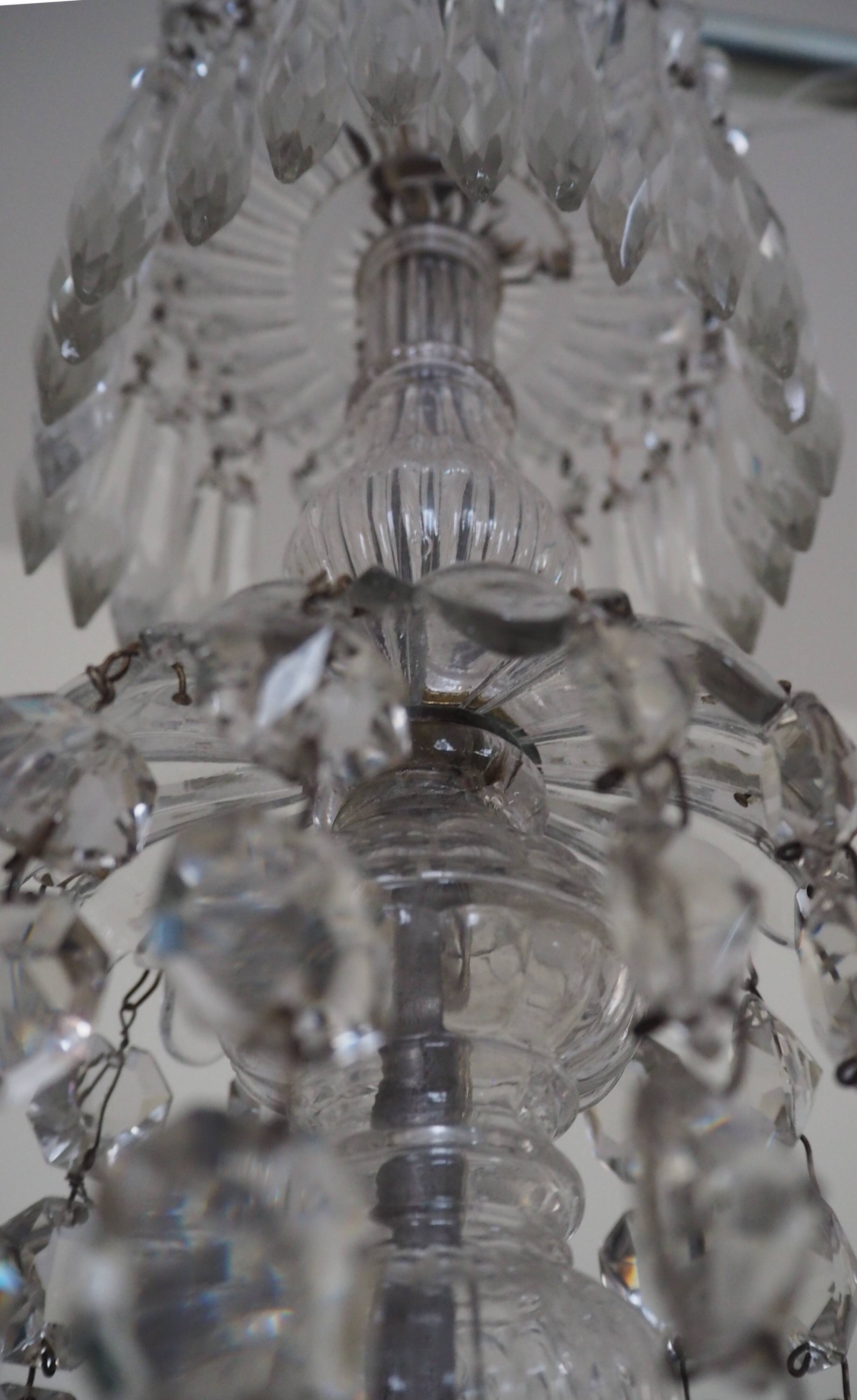 Napoleon III chandelier with crystal pendants, signed Portieux 19th century