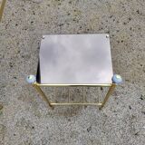 Vintage single bed and nightstand in gilded brass