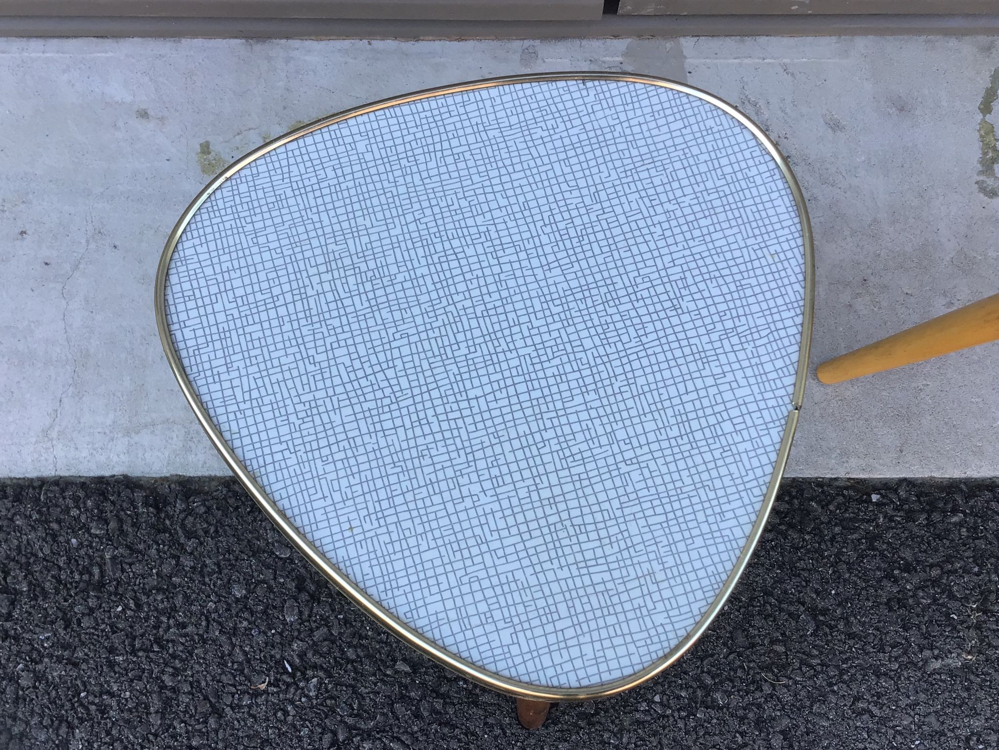 Pair of Healers Formica small coffee coffee table tripode door plant midcentury 50s