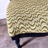 Black turned wood and green wool chair