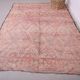 Tapis marocain vintage rose 205 x 303 cm, tapis en laine berbère, tapis berbère boho