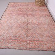 Pink Vintage Moroccan Rug 205 x 303 cm, Berber Wool Rug, Berber Boho Rug