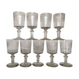 set of 9 serious roll 19th zigzag water glasses