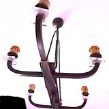 Certified Maison Lunel, bronze chandelier six lights, France mid-century