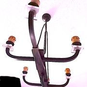 Certified Maison Lunel, bronze chandelier six lights, France mid-century
