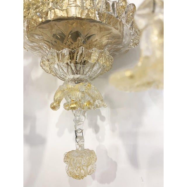 Contemporary Floral Transparent-Gold "Ca' Rezzonico" Murano Glass Wall Sconce