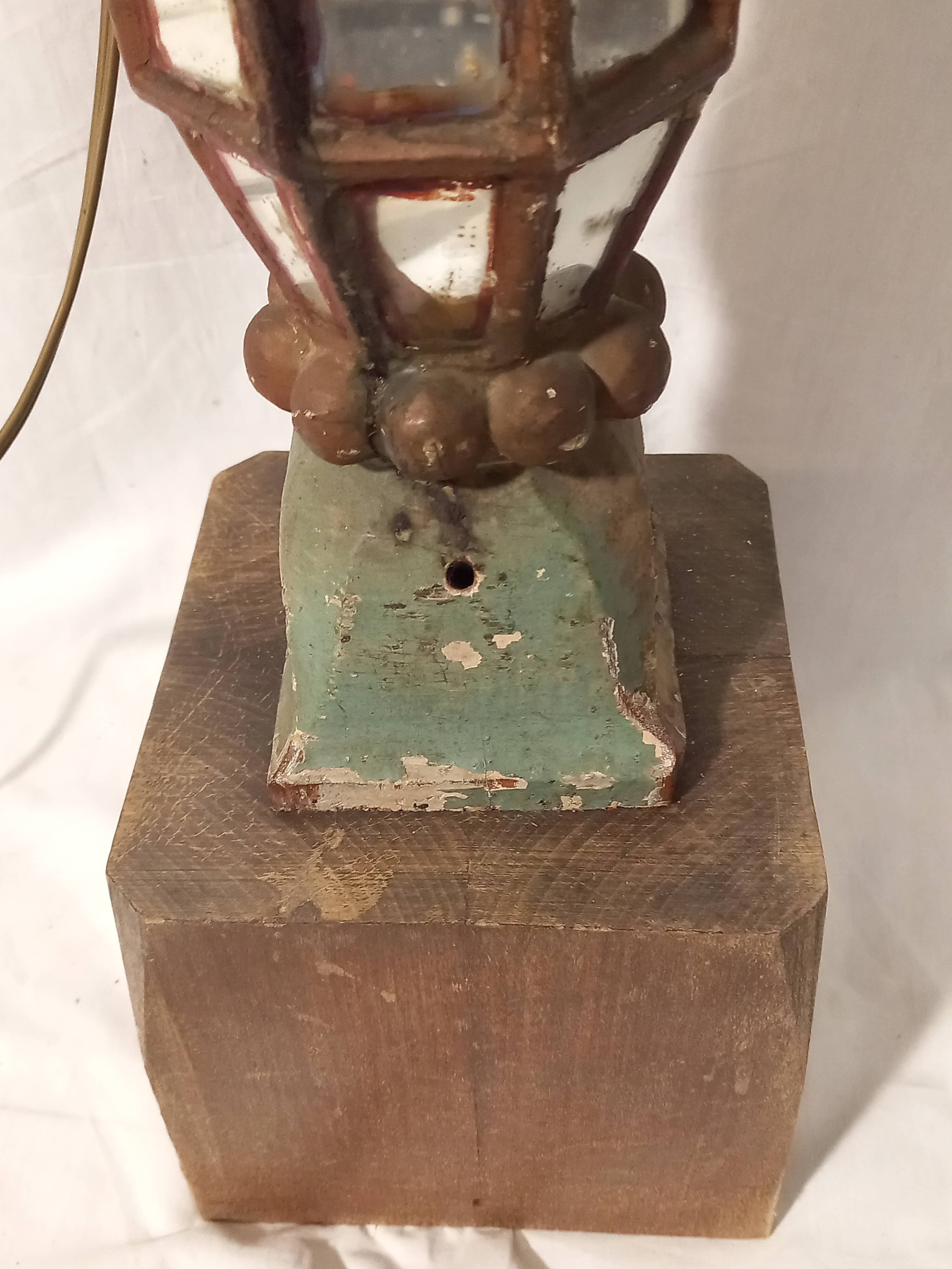 Floor lamp column in polychrome and mirrored wood