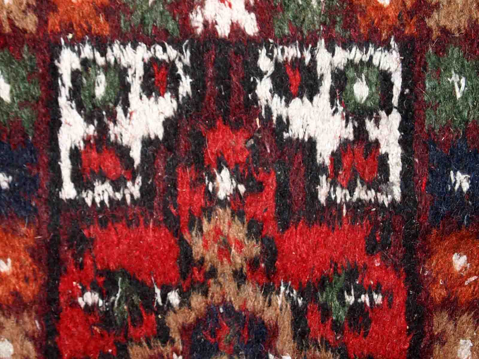 Vintage persian hamadan handmade carpet 1.3' x 2' (40cm x 61cm) 1970s, 1c760