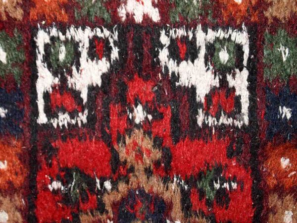 Vintage persian hamadan handmade carpet 1.3' x 2' (40cm x 61cm) 1970s, 1c760