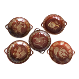 5 flat plates in glazed terracotta