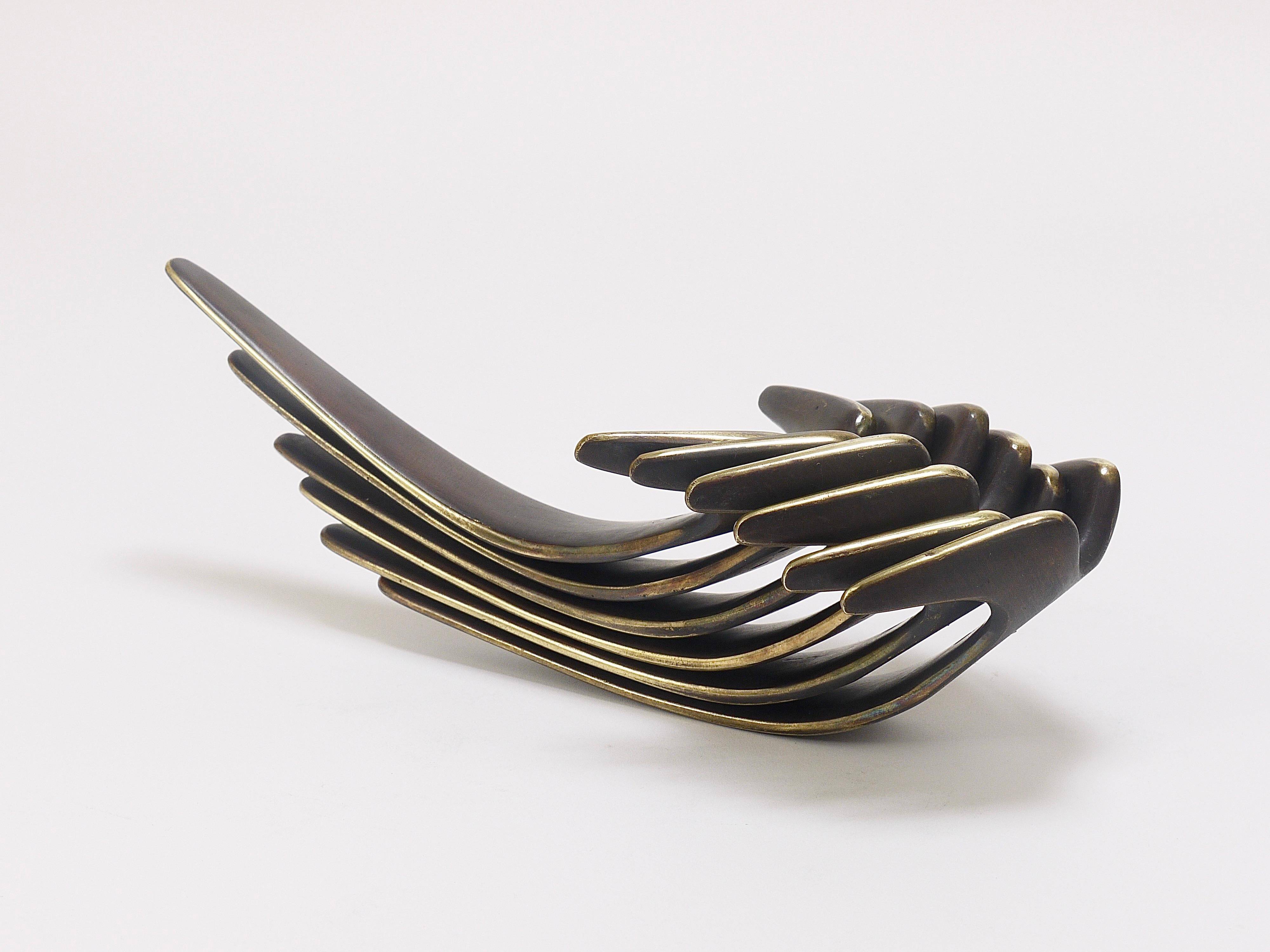 Carl Aubock Two large double wall hooks in brass #4056, Austria, 1950s