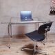 Desk table 120x76cm chrome metal and glass
