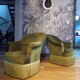 Pair of green velvet toad armchairs