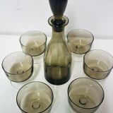 Service à liqueur en verre teinté