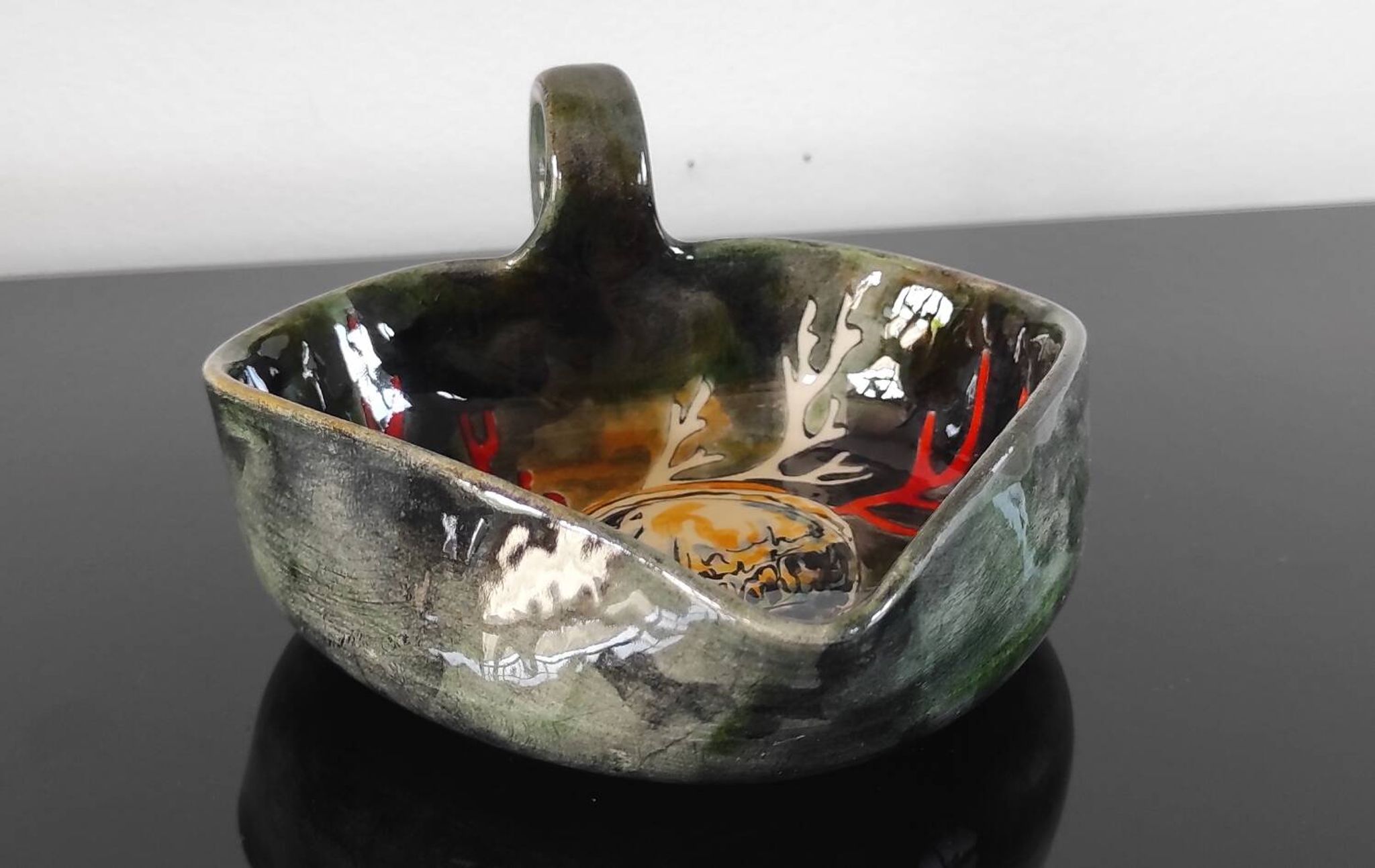 Vintage handmade dish/trinket bowl - signed Marie Louise Impe