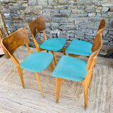 Set of 4 vinyl and wood chairs