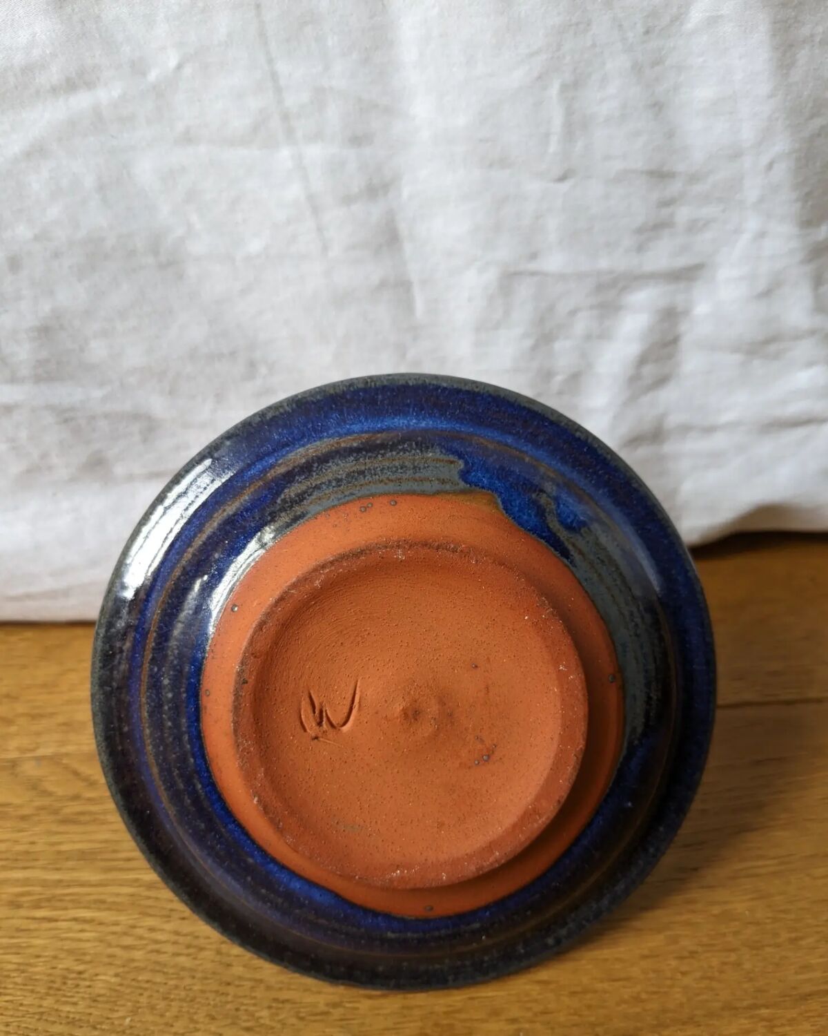Blue ceramic hand candle holder