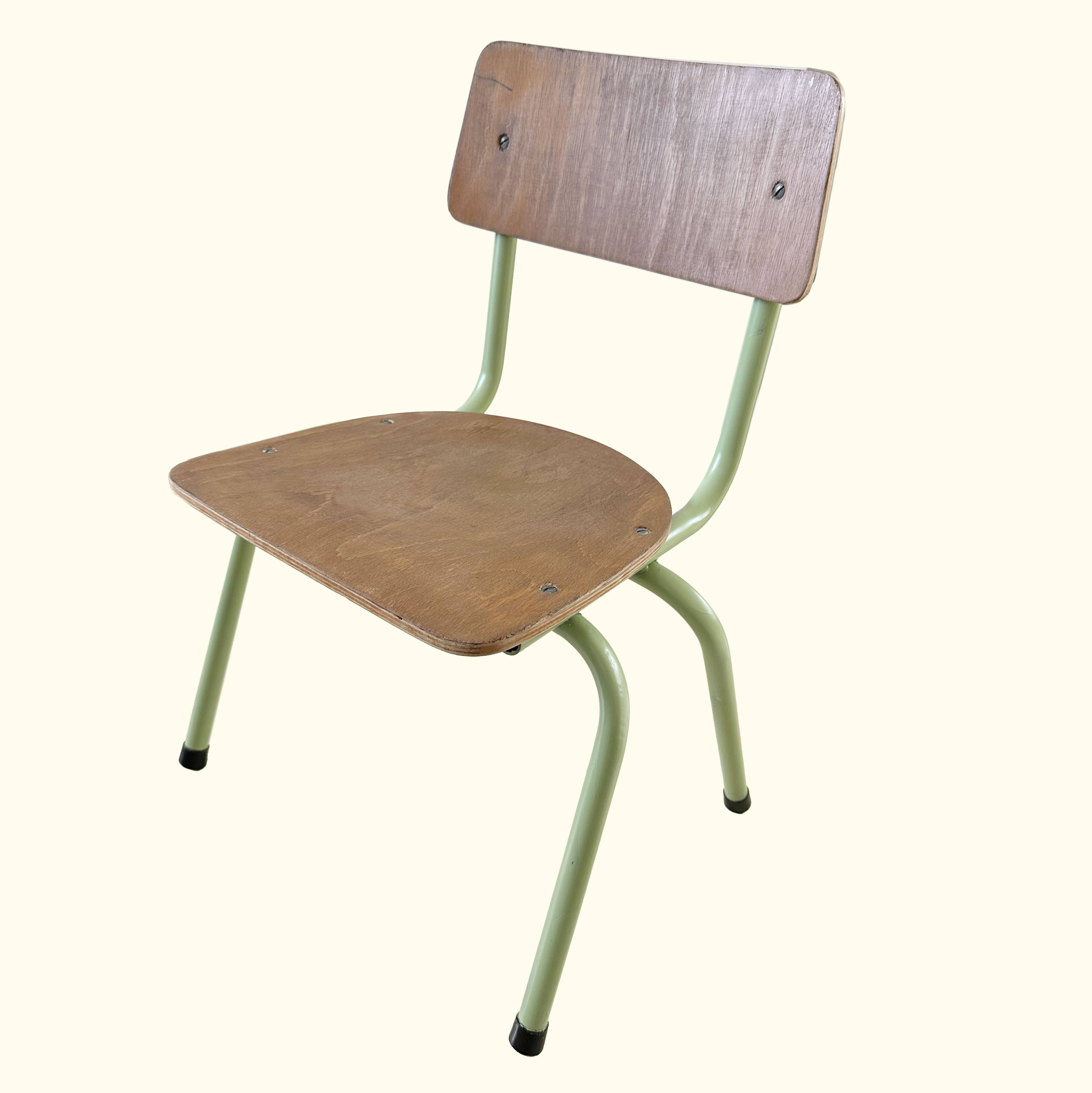 Vintage Beilrode (Germany) kindergarten chair | Almond green metal