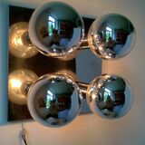 Ceiling or wall light in chromed metal and glass (Motoko Ishii for Staff