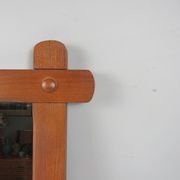 Large 1960s hand-carved oak brutalist mirror