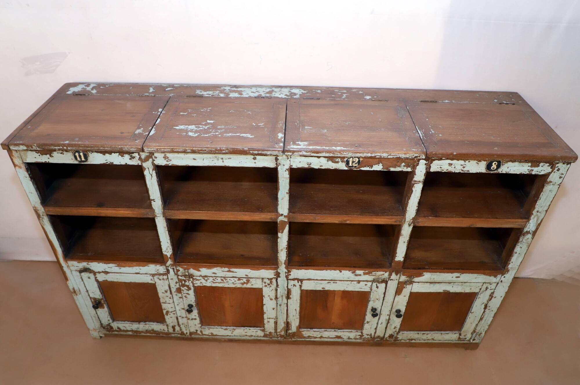 Old Burmese teak craft furniture with original blue patina