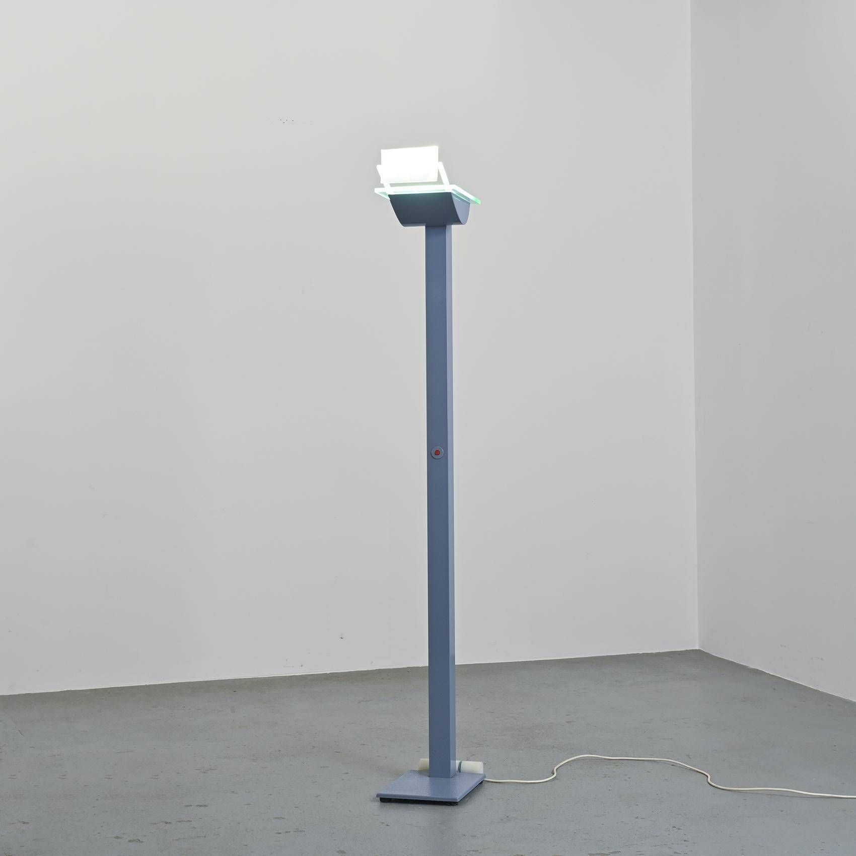 ID-S floor lamp in gray lacquered metal by Ettore Sottsass, Zumtobel, circa 1987