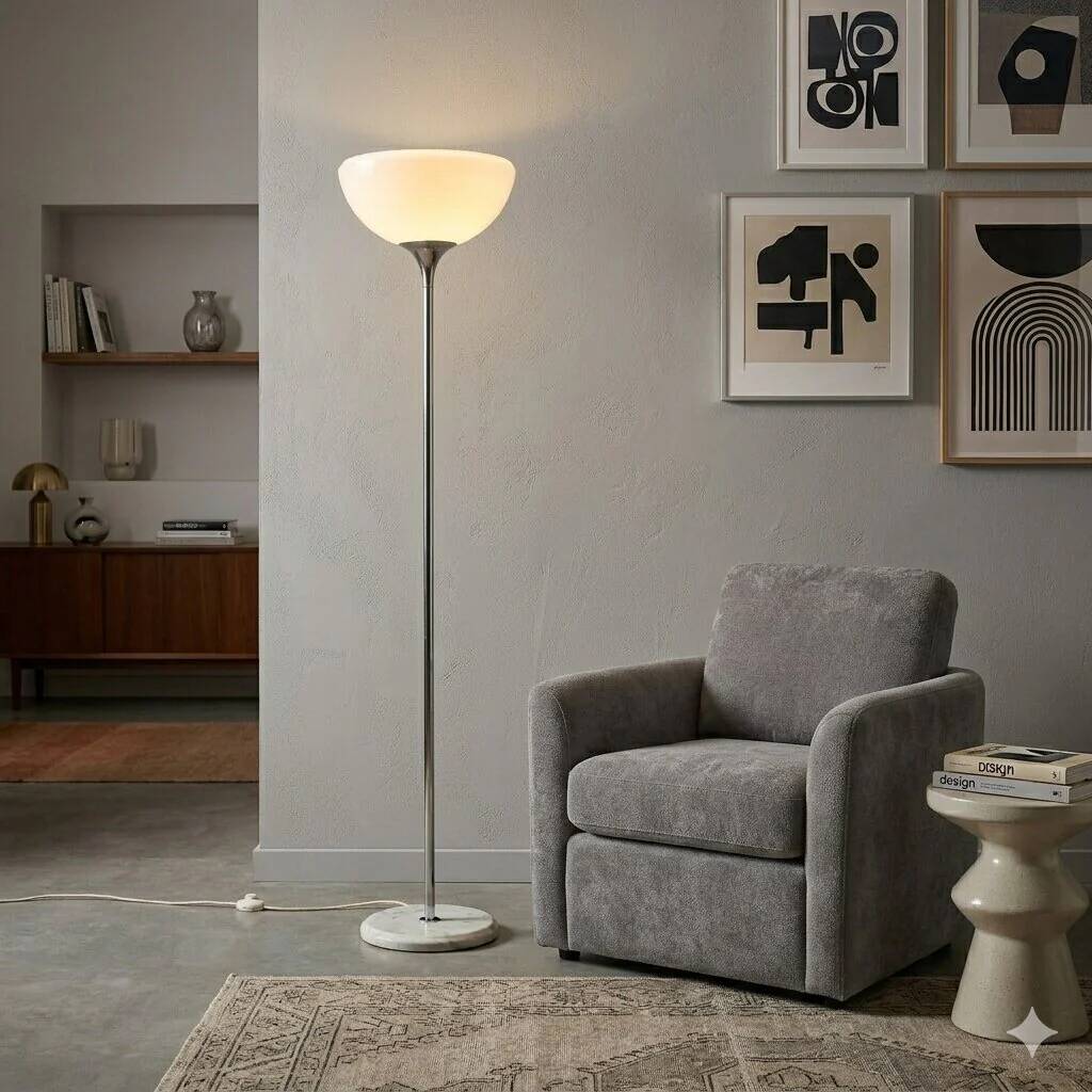 Vintage chrome metal floor lamp, Italy, 1970s