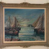 Marine oil on canvas signed Sanchez