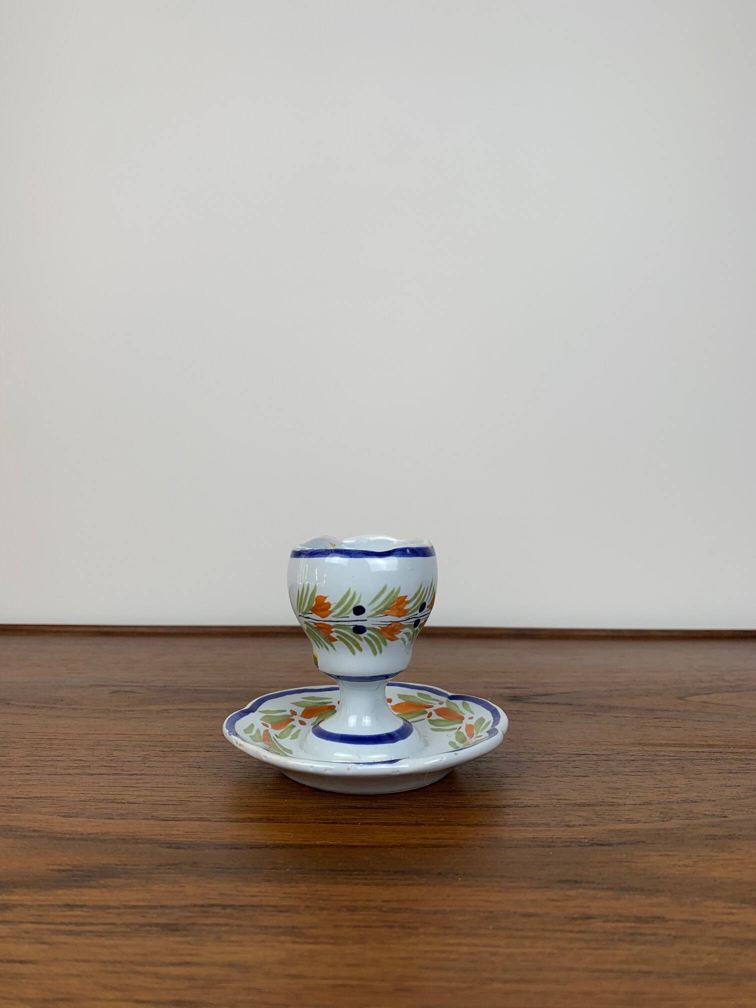 Henriot egg cup, Quimper France, hand painted