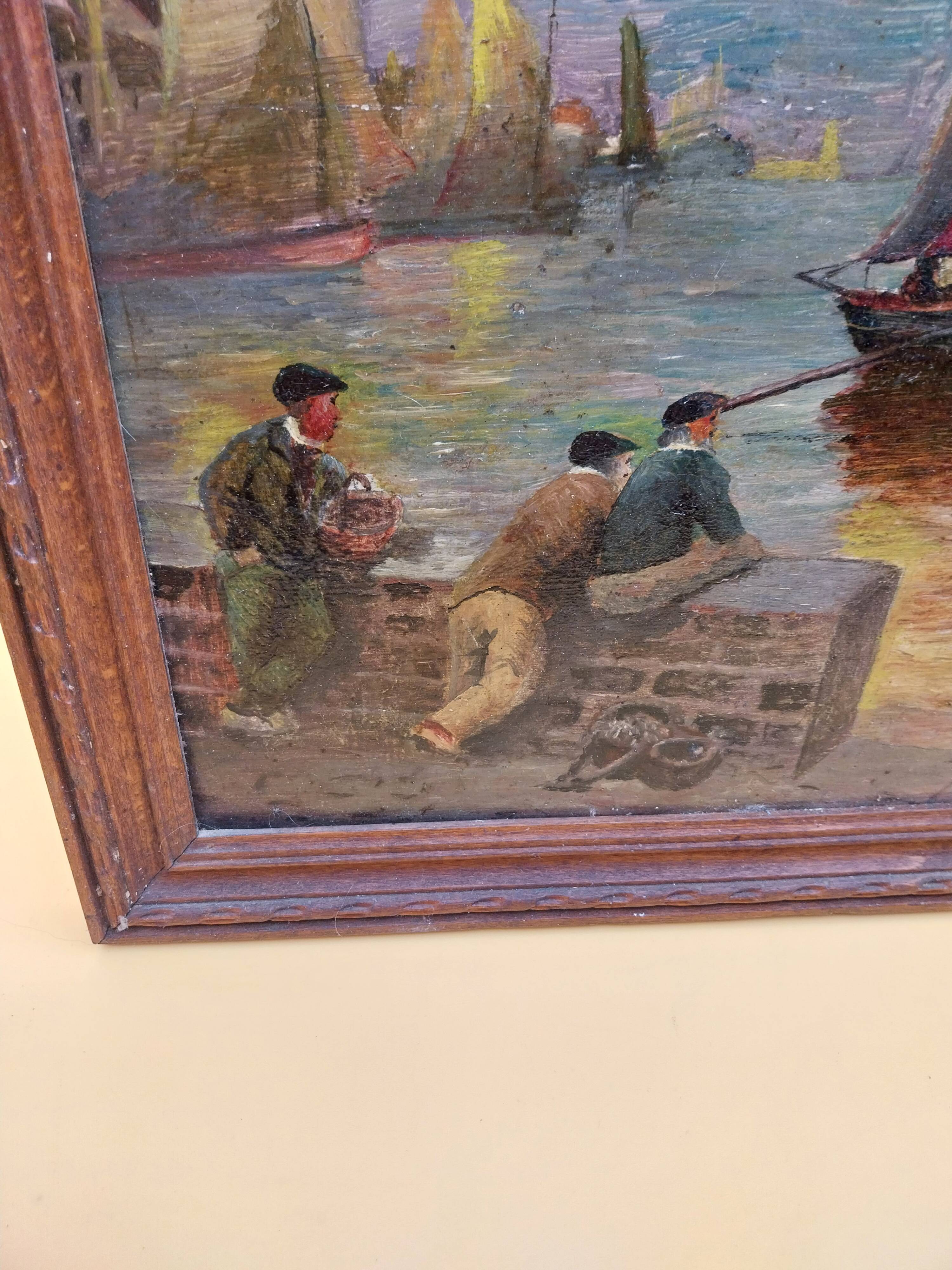 Marine painting oil on hardboard unsigned