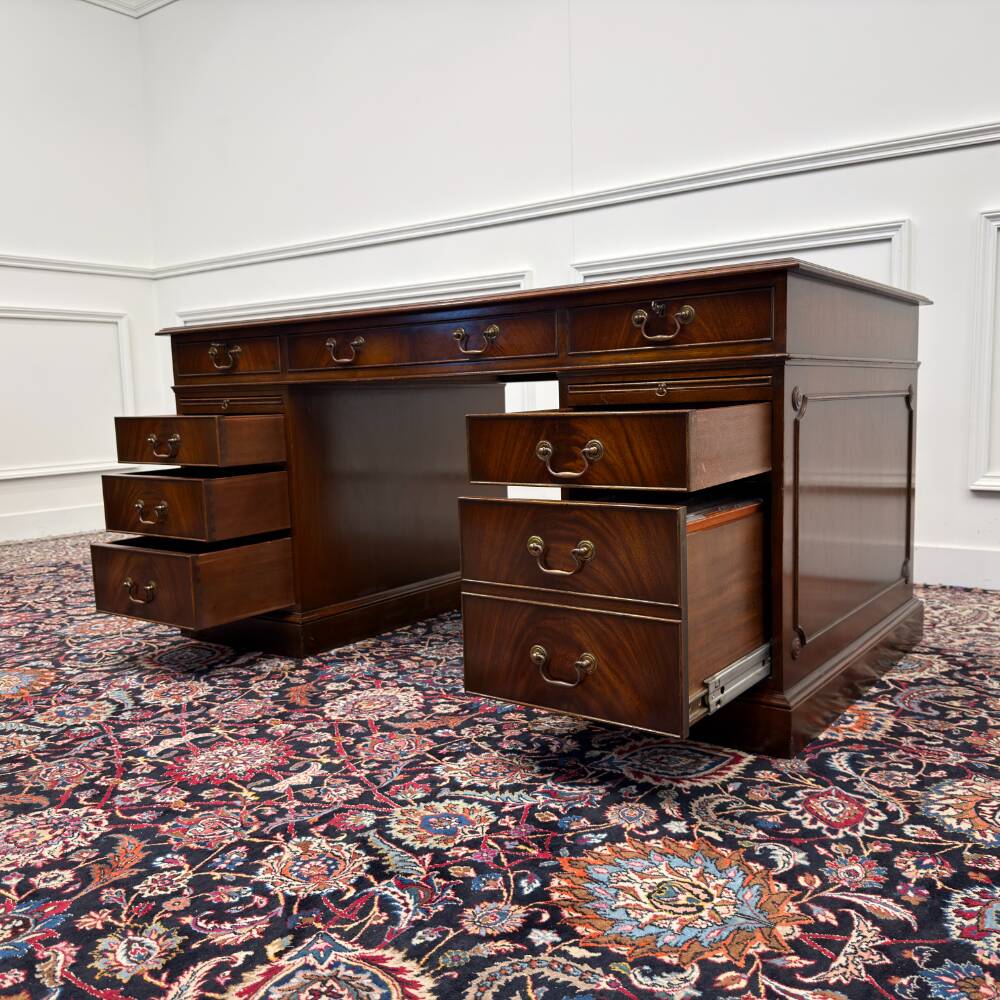 English Classic Desk with Green Leather