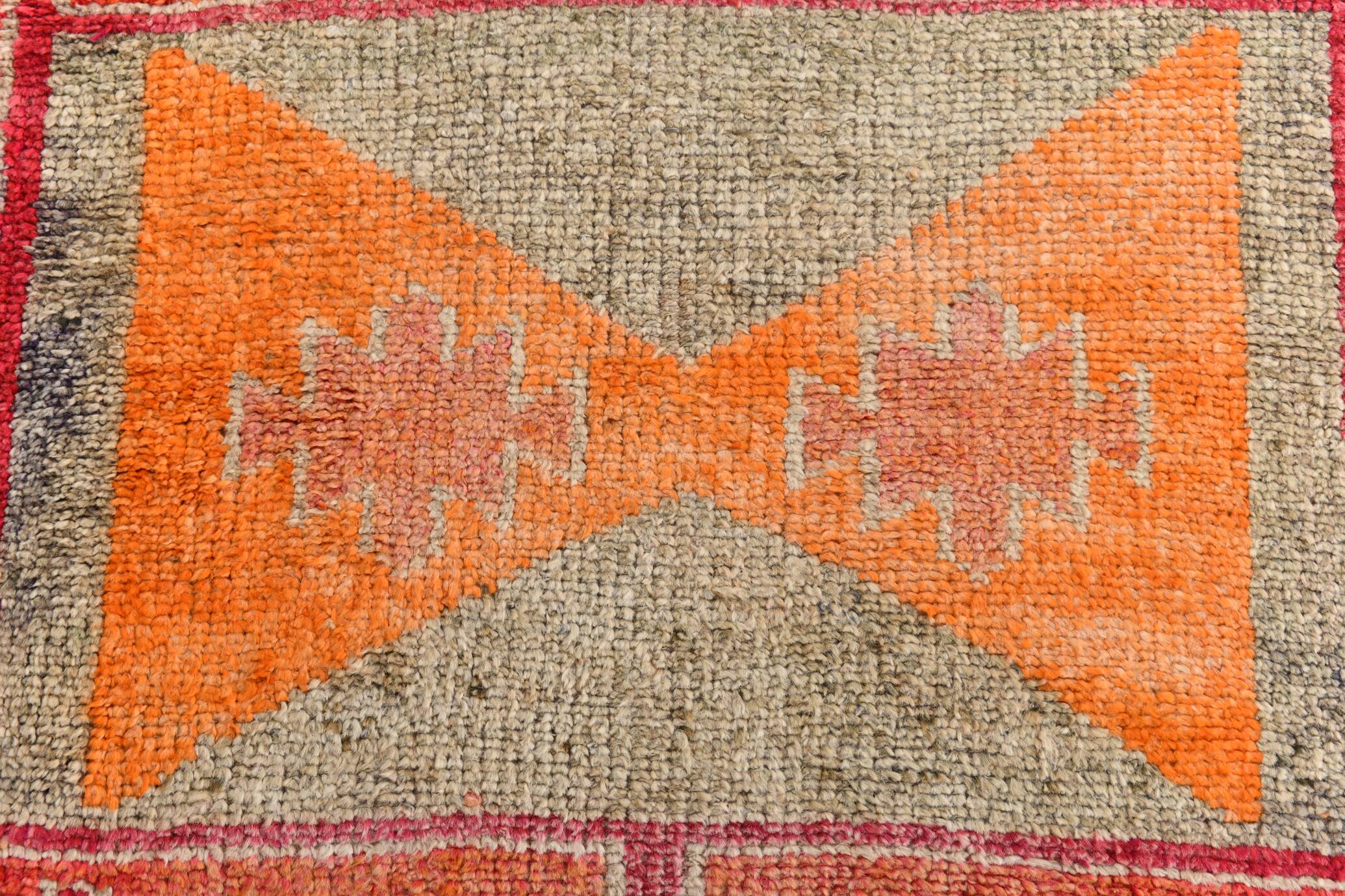 3x12 Turkish Runner Faded Pink & Grey Turkish Wool Runner Rug, 96x352Cm